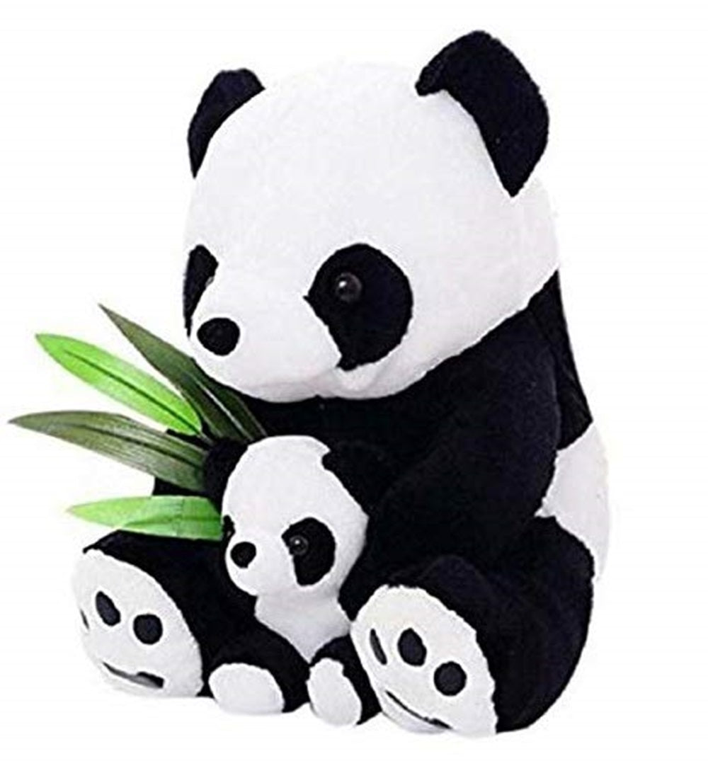 CuddleNest Cuddly Panda Mom and Baby Plush Toy Set – Soft Hugging Stuffed Animals with Bamboo Accent