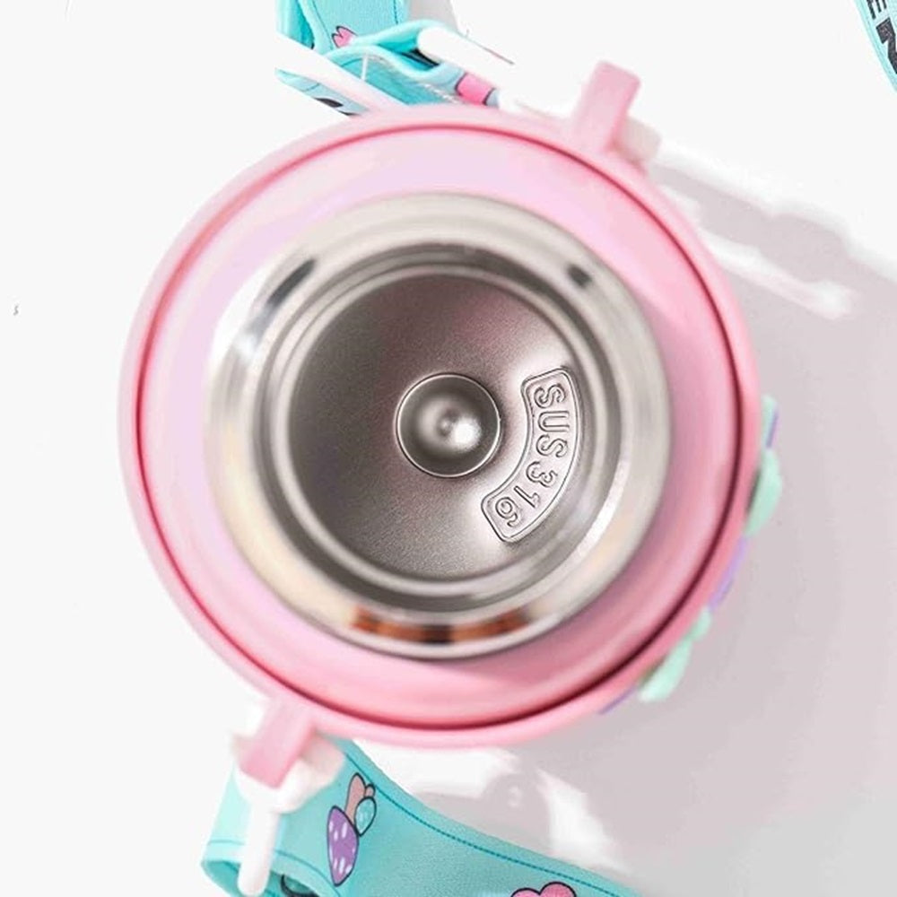 Cute Deer Character 450ml Kids Water Bottle | Vacuum Insulated, Leak-Proof, Stainless Steel Inside, Sipper & Straw, Push Button Lid | Perfect for School, Playdates, Travel, and Gifting