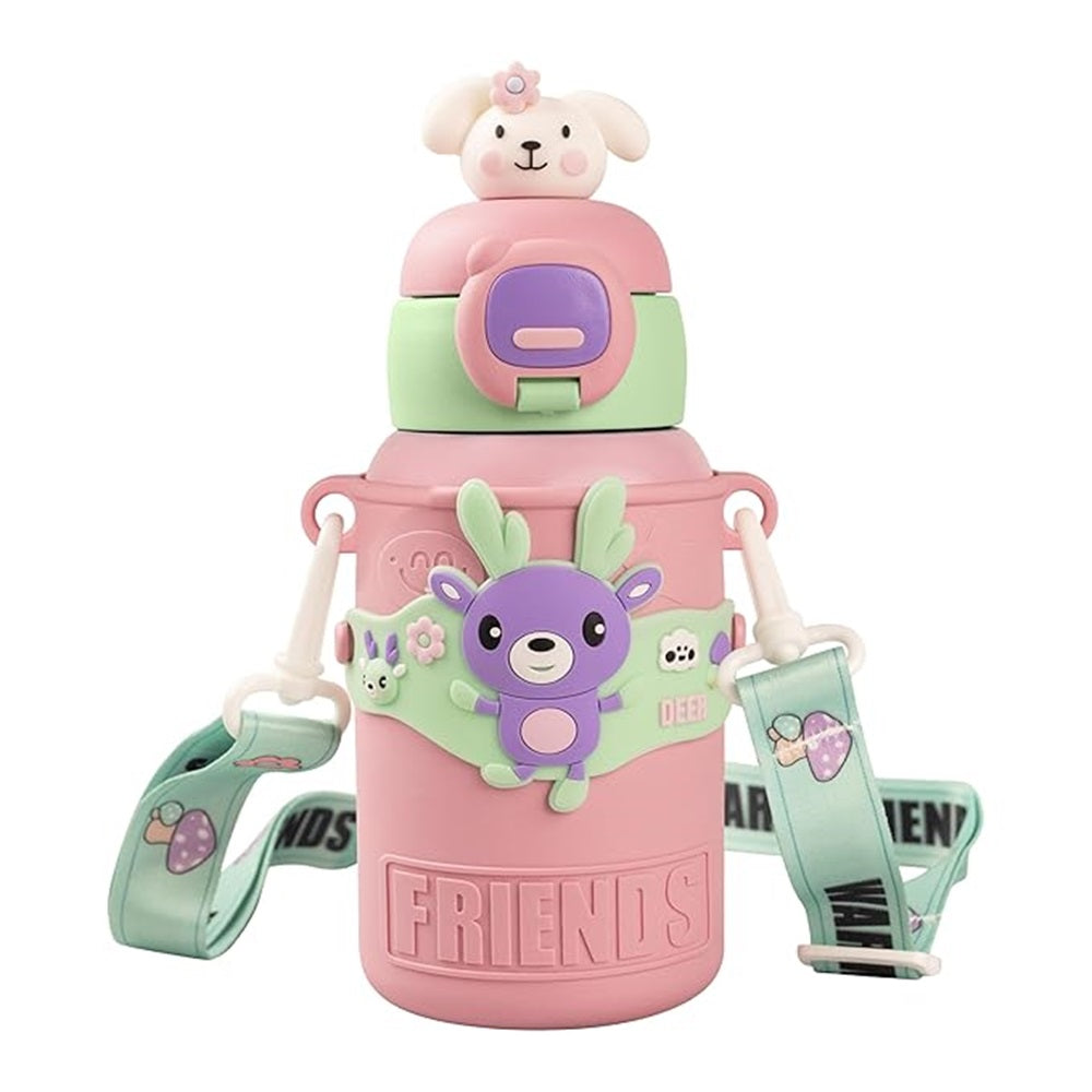 Leakproof 450ml kids water bottle with straw lid