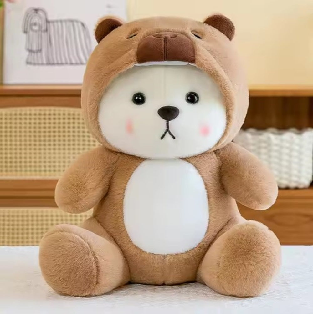 Close-Up of Teddy Bear Wearing Stitched Hat ā Adorable Gift Option