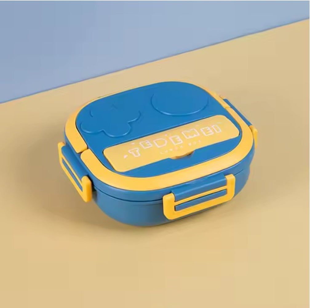 CuddleNest Kids Bento Lunch Box – 3 Compartments with Spoon & Fork