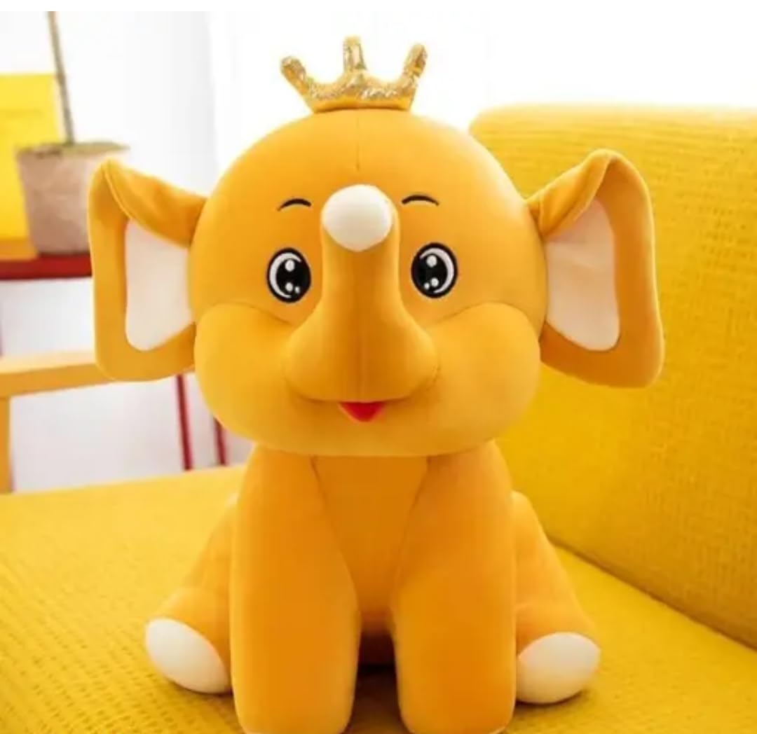 CuddleNest Yellow Elephant Soft Toy â 30 cm Plush for Babies & Kids