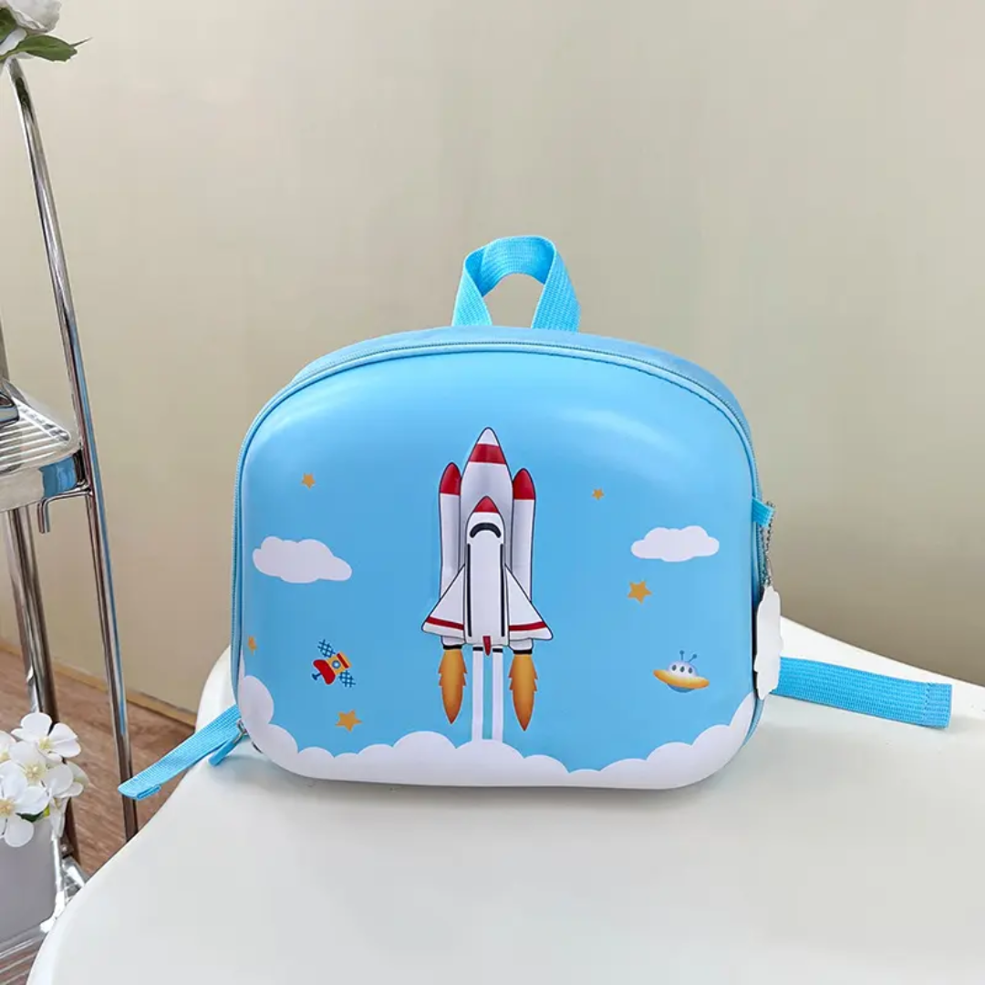 Cute rocket design kids hardshell backpack