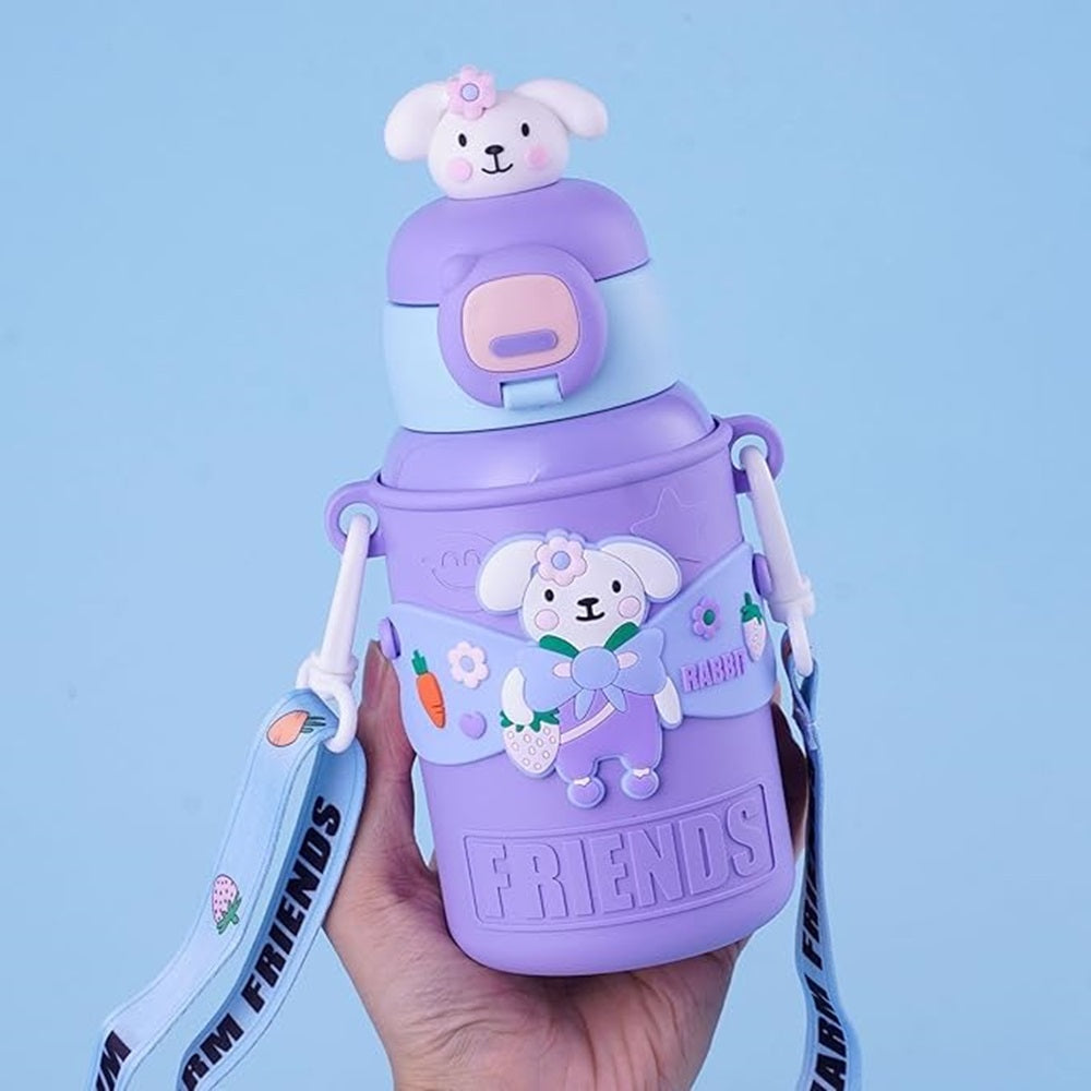Leakproof kids water bottle with straw sipper