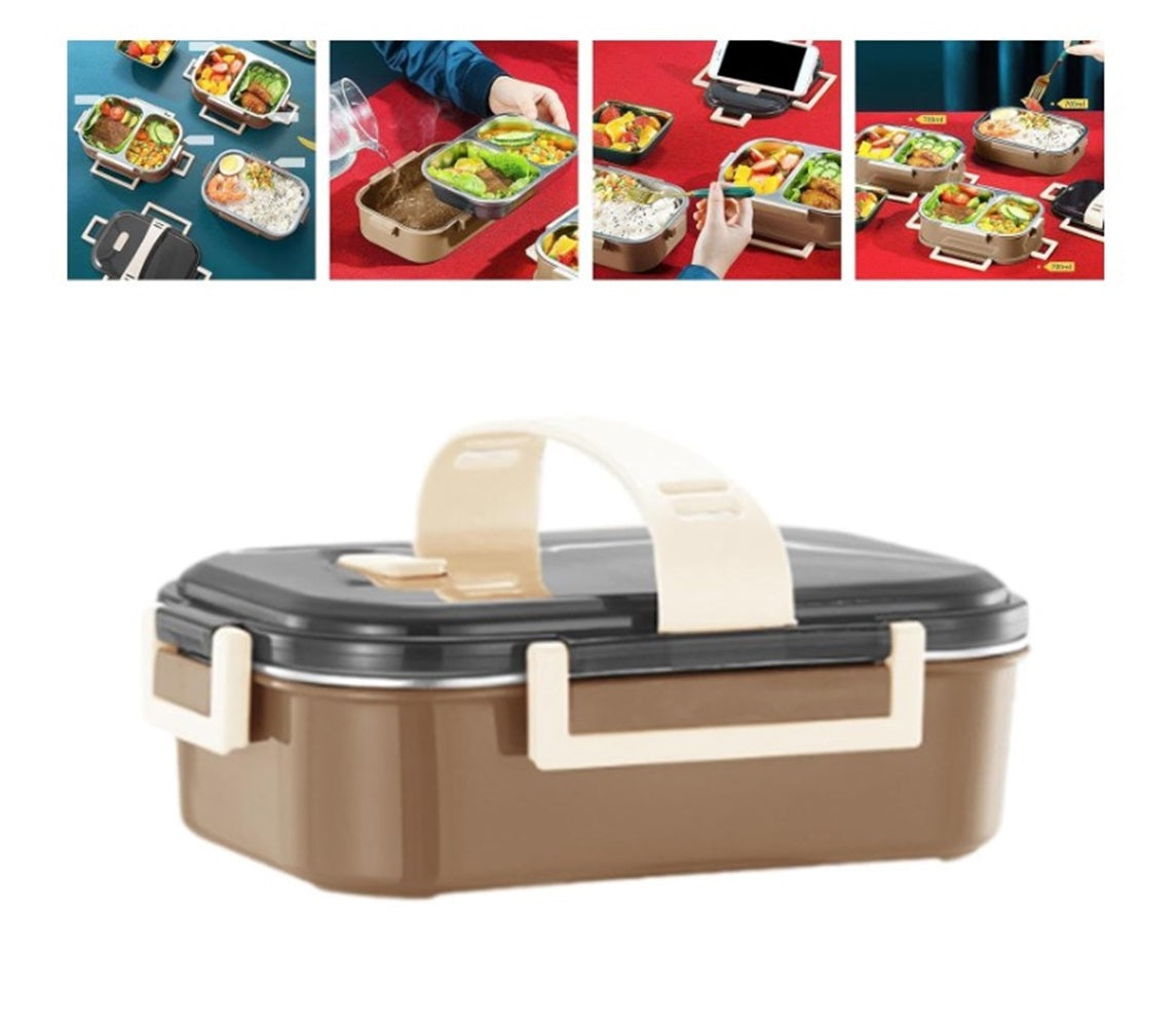 Premium Stainless Steel Double Layer Lunch Box – 700ml | Leakproof, Microwave-Safe, Stylish