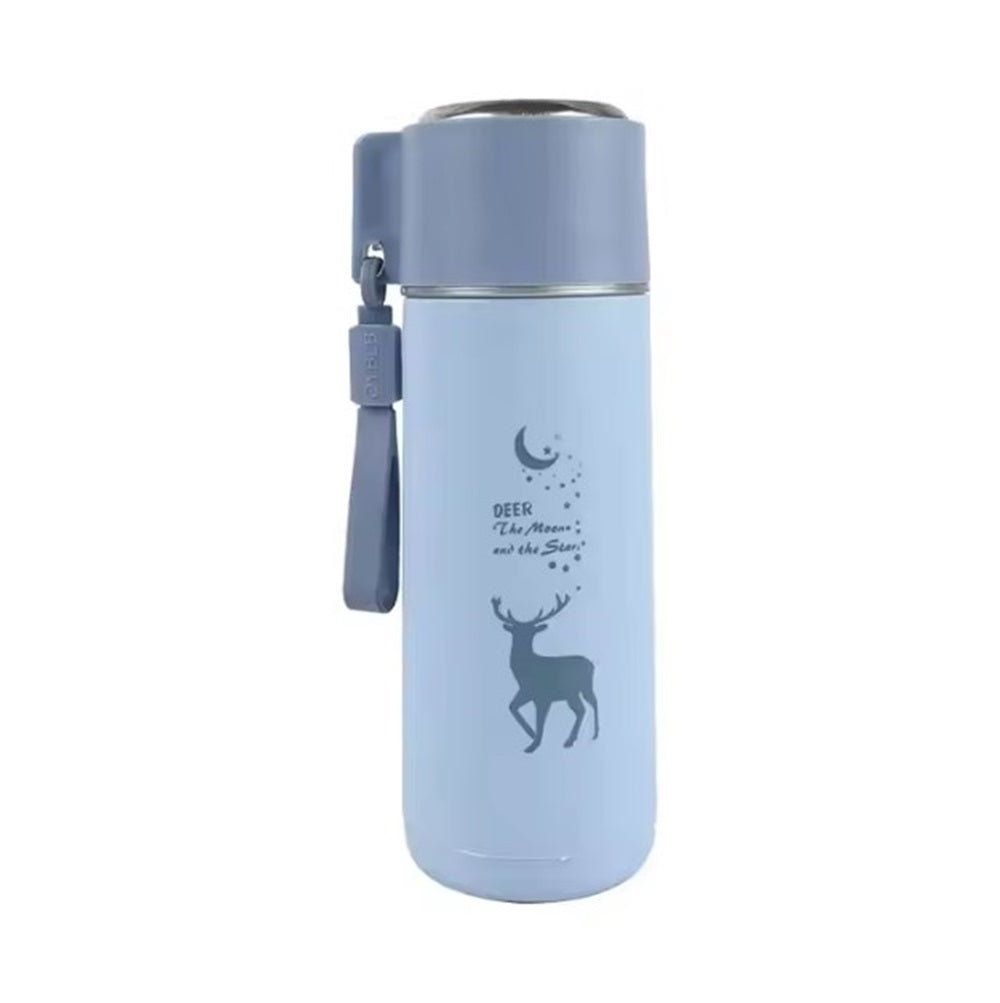 Eco-Friendly Deer Print Glass Water Bottle – 380ml | Leakproof, Wide Mouth, for School & Outdoor Use
