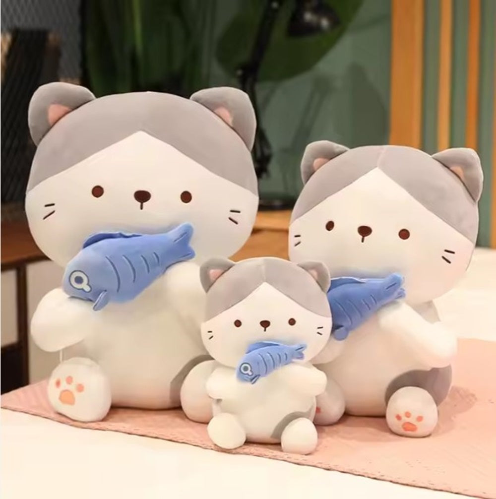 CuddleNest Adorable and Safe Fish Cat Plush Toy for Children – Non-Toxic, Huggable, Washable & Perfect for Birthdays or Nursery Decor