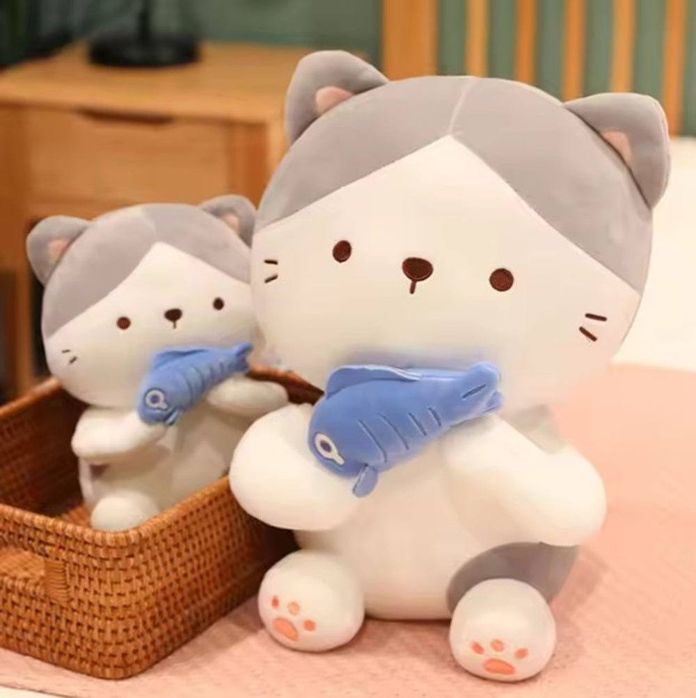 CuddleNest Adorable and Safe Fish Cat Plush Toy for Children – Non-Toxic, Huggable, Washable & Perfect for Birthdays or Nursery Decor