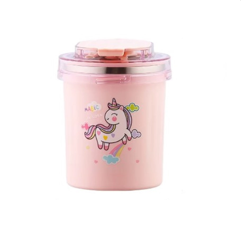 CuddleNest 530ml Stainless Steel Insulated Food Jar | Cartoon Soup Cup for Hot & Cold Meals | Kids School Tiffin | Travel Lunch Container