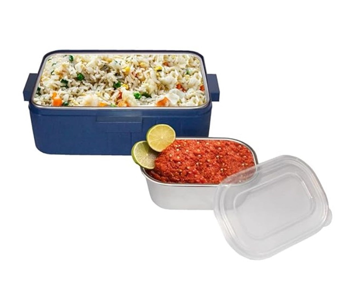 CuddleNest Kids Cartoon Lunch Box – 600ml + 100ml Stainless Steel Tiffin with Extra Bowl | Leakproof, BPA-Free & Cute Designs (Dino, Unicorn, Panda, Space)