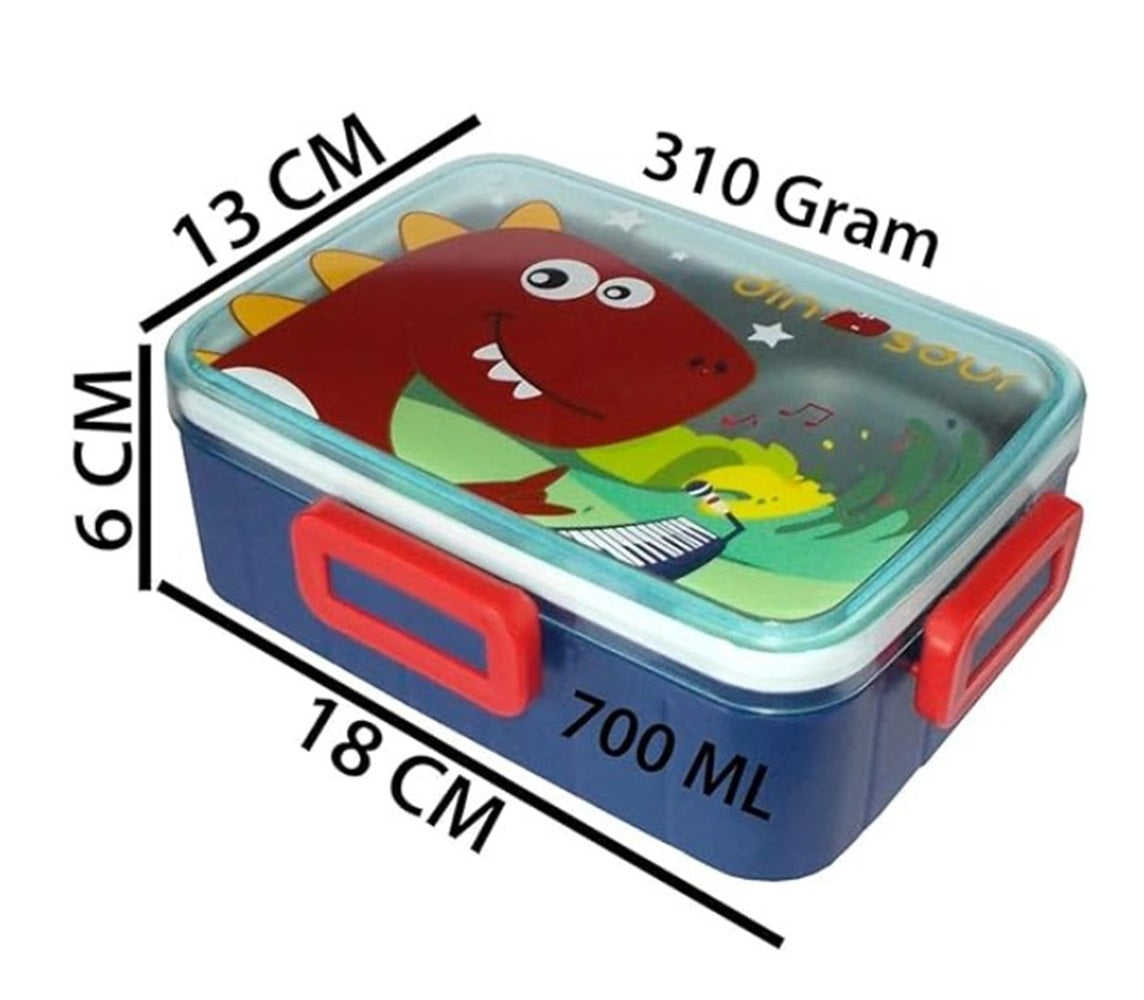 CuddleNest Kids Cartoon Lunch Box – 600ml + 100ml Stainless Steel Tiffin with Extra Bowl | Leakproof, BPA-Free & Cute Designs (Dino, Unicorn, Panda, Space)