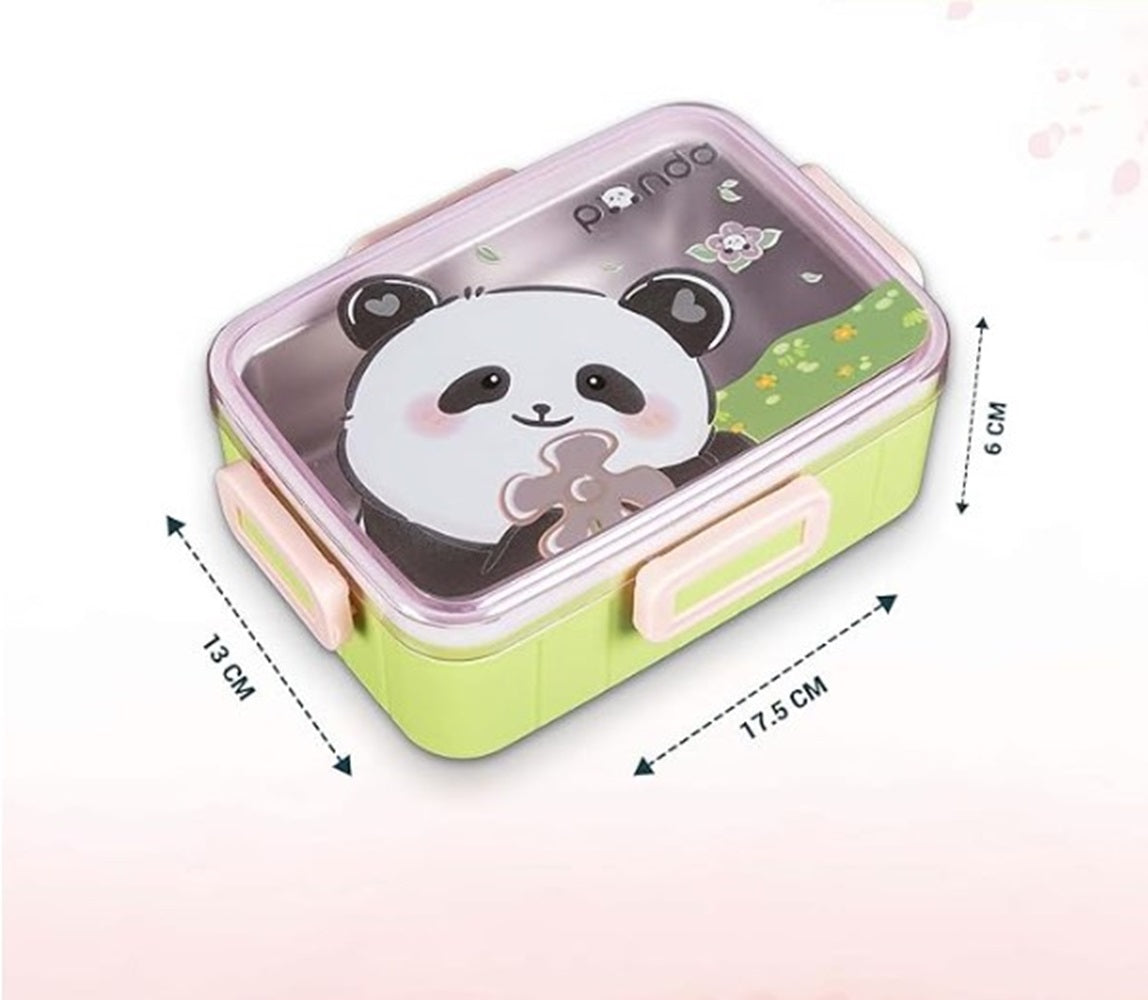 CuddleNest Kids Cartoon Lunch Box – 600ml + 100ml Stainless Steel Tiffin with Extra Bowl | Leakproof, BPA-Free & Cute Designs (Dino, Unicorn, Panda, Space)