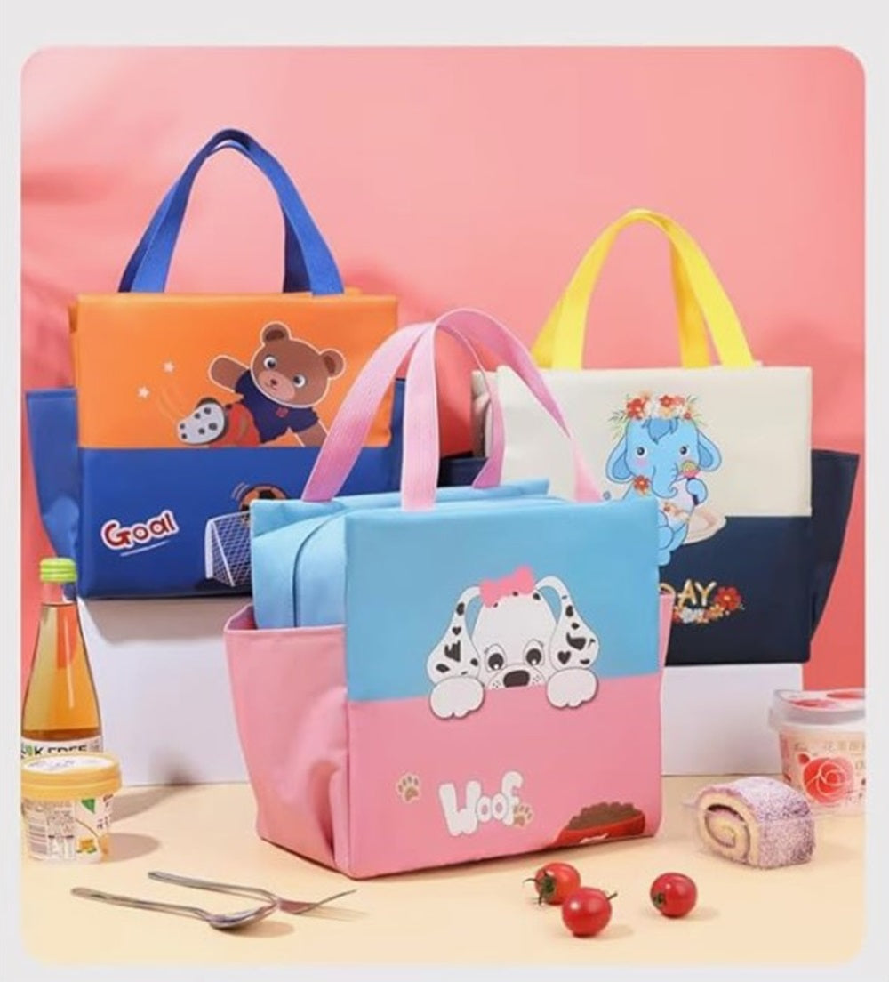 CuddleNest Kids Lunch Tote – Dual Colour, Insulated, Waterproof Food Storage Bag with Adorable Animal Prints for Girls & Boys