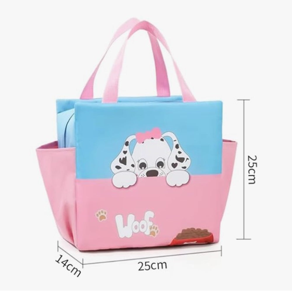CuddleNest Kids Lunch Tote – Dual Colour, Insulated, Waterproof Food Storage Bag with Adorable Animal Prints for Girls & Boys