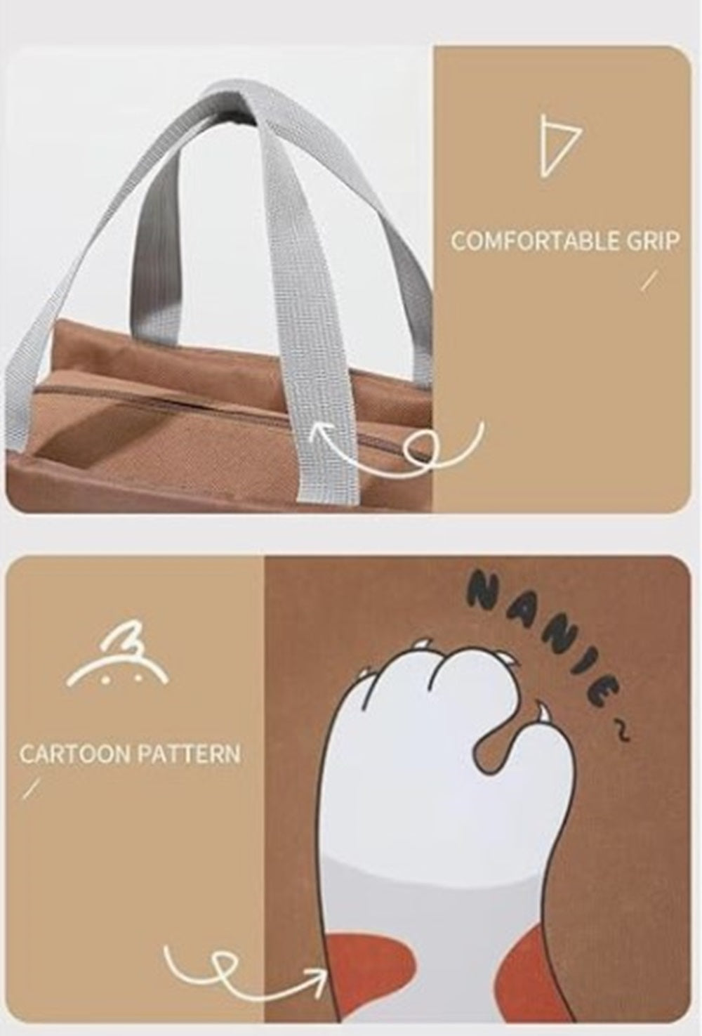CuddleNest Kids Lunch Tote – Dual Colour, Insulated, Waterproof Food Storage Bag with Adorable Animal Prints for Girls & Boys