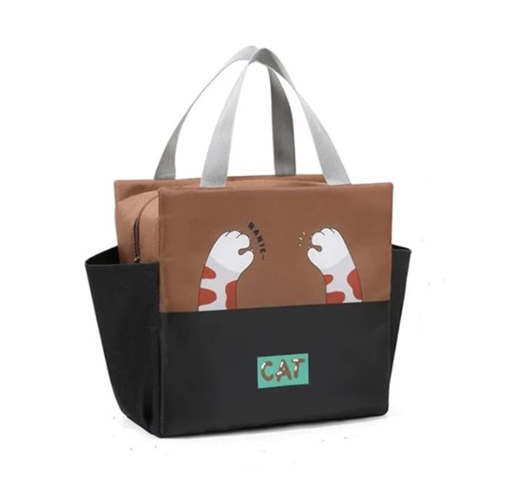 CuddleNest Kids Lunch Tote – Dual Colour, Insulated, Waterproof Food Storage Bag with Adorable Animal Prints for Girls & Boys