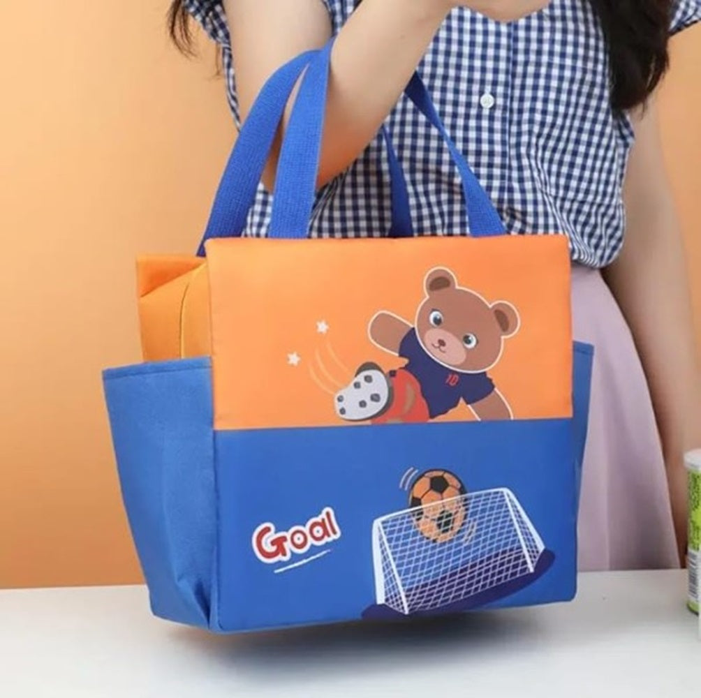 CuddleNest Kids Lunch Tote – Dual Colour, Insulated, Waterproof Food Storage Bag with Adorable Animal Prints for Girls & Boys