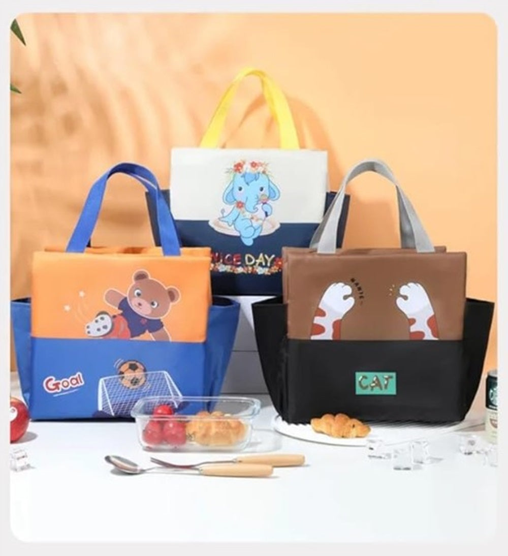CuddleNest Kids Lunch Tote – Dual Colour, Insulated, Waterproof Food Storage Bag with Adorable Animal Prints for Girls & Boys