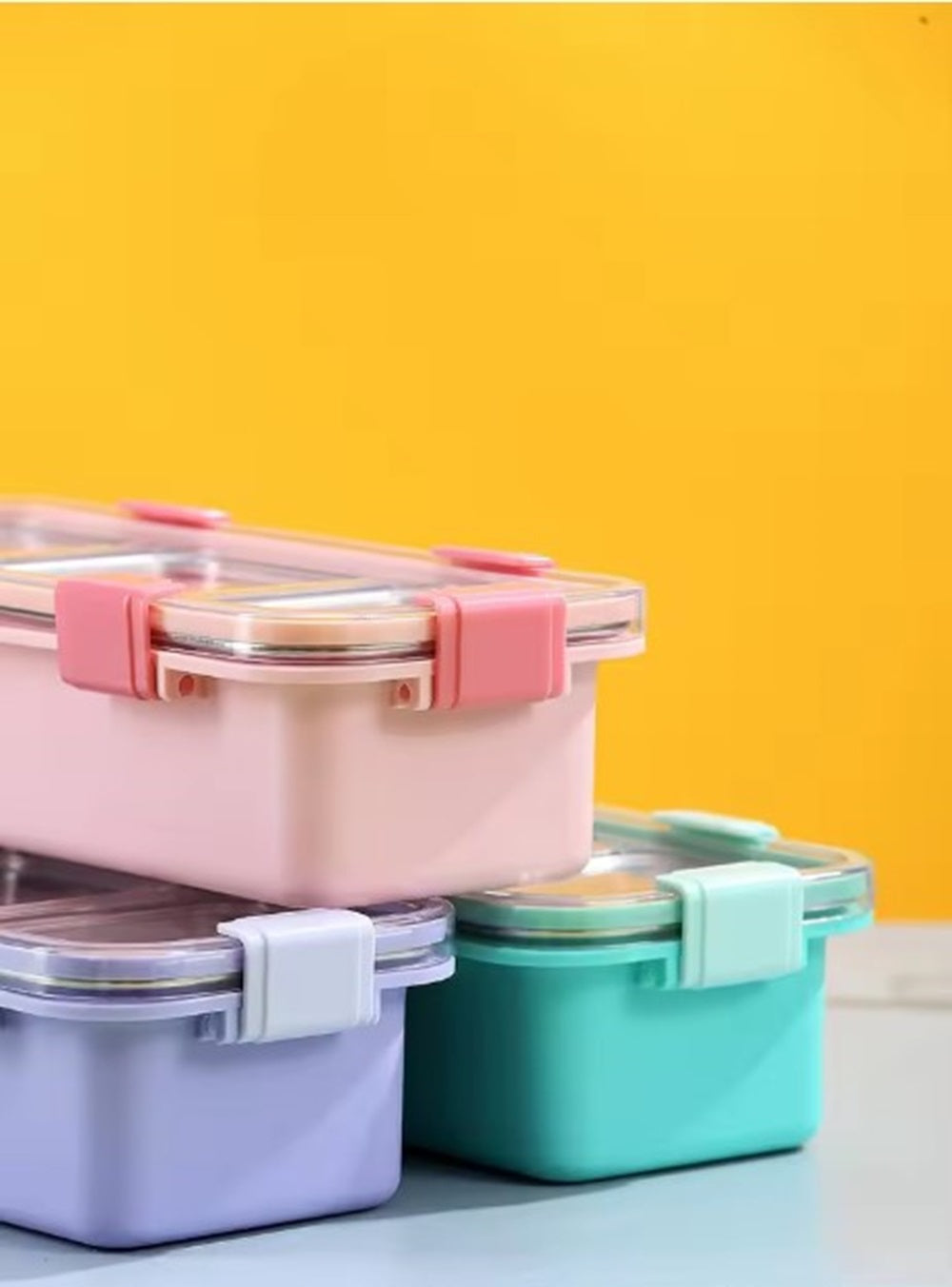 CuddleNest Premium 3-Compartment Stainless Steel Snack Box | Leak-Proof & BPA-Free Solid Food Container | Dishwasher Safe | Perfect for Kids, School, Office & Travel (650ml)