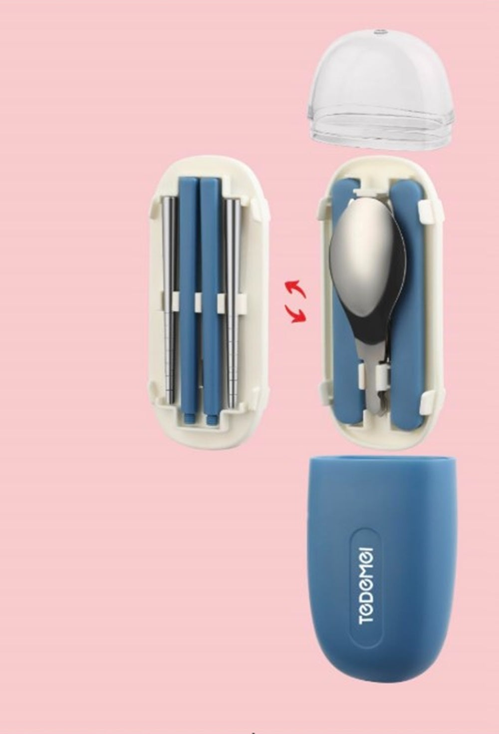 CuddleNest Reusable Stainless Steel Utensil Set | Fork Spoon Chopsticks with Compact Storage Case | Lightweight for Kids | School | Office | Travel-Friendly Cutlery