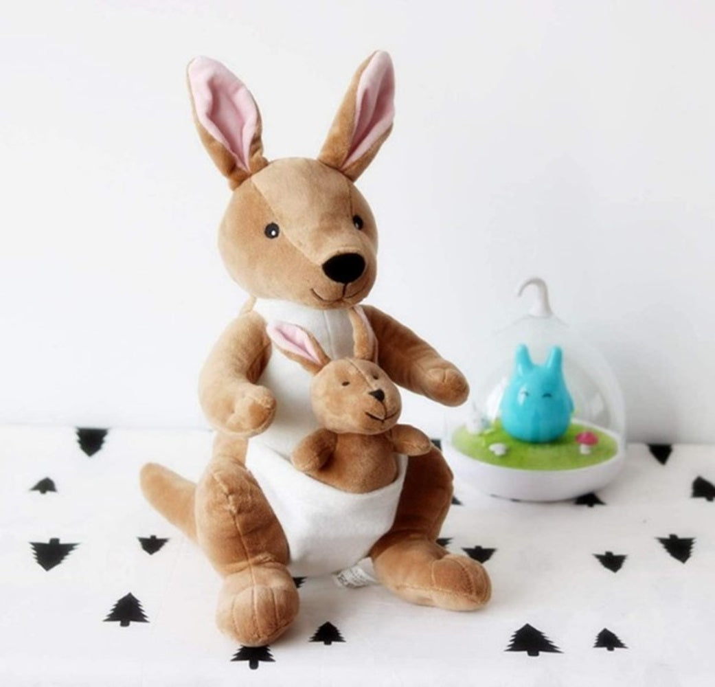 CuddleNest Kangaroo Soft Toy with Baby Joey Pouch – Ultra Soft & Cuddly Plush Animal for Kids, Toddlers, Boys, Girls & Gifting Stuffed Toy | 35 Cm
