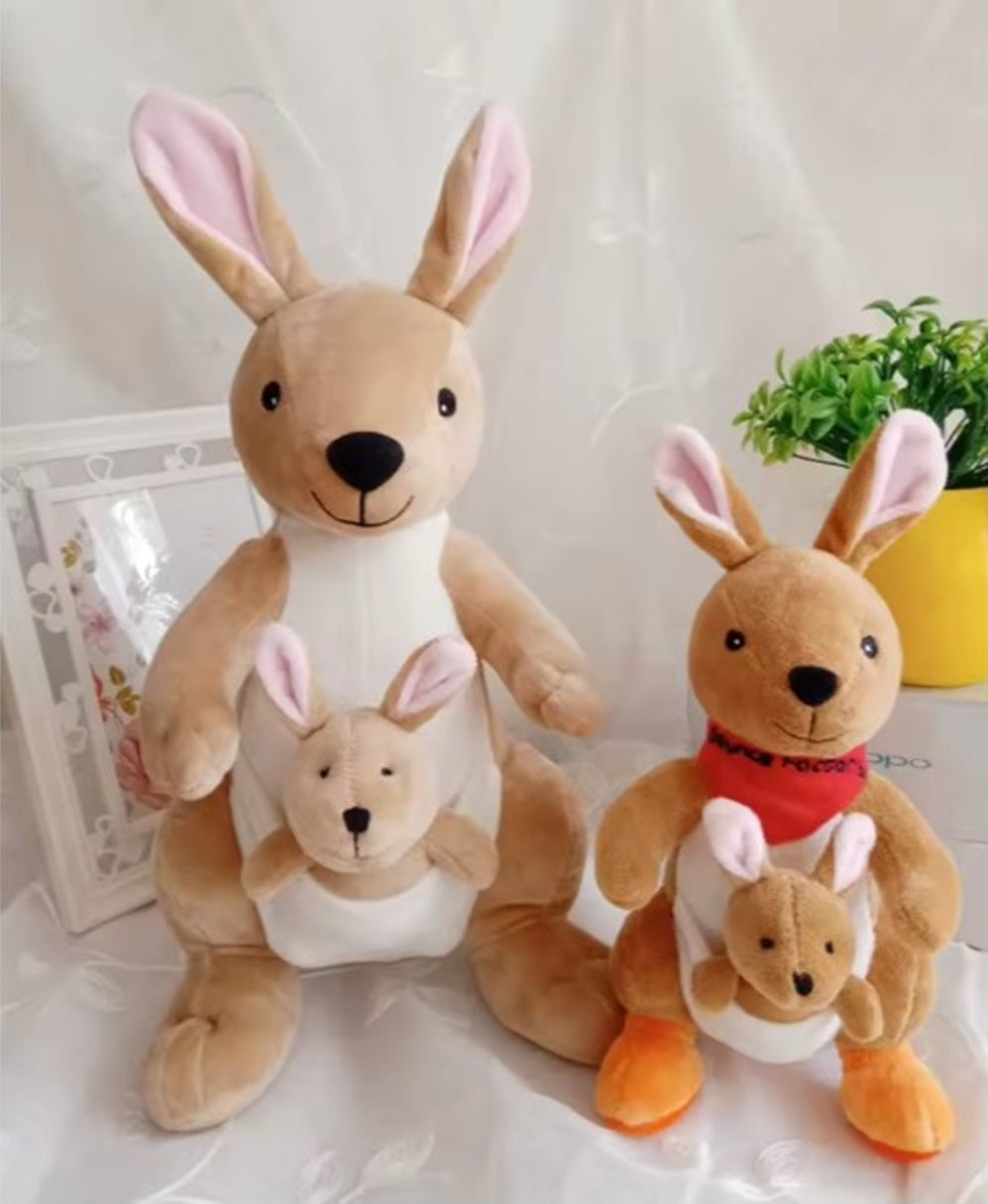 CuddleNest Kangaroo Soft Toy with Baby Joey Pouch – Ultra Soft & Cuddly Plush Animal for Kids, Toddlers, Boys, Girls & Gifting Stuffed Toy | 35 Cm