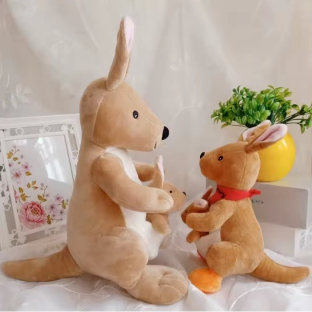 CuddleNest Kangaroo Soft Toy with Baby Joey Pouch – Ultra Soft & Cuddly Plush Animal for Kids, Toddlers, Boys, Girls & Gifting Stuffed Toy | 35 Cm