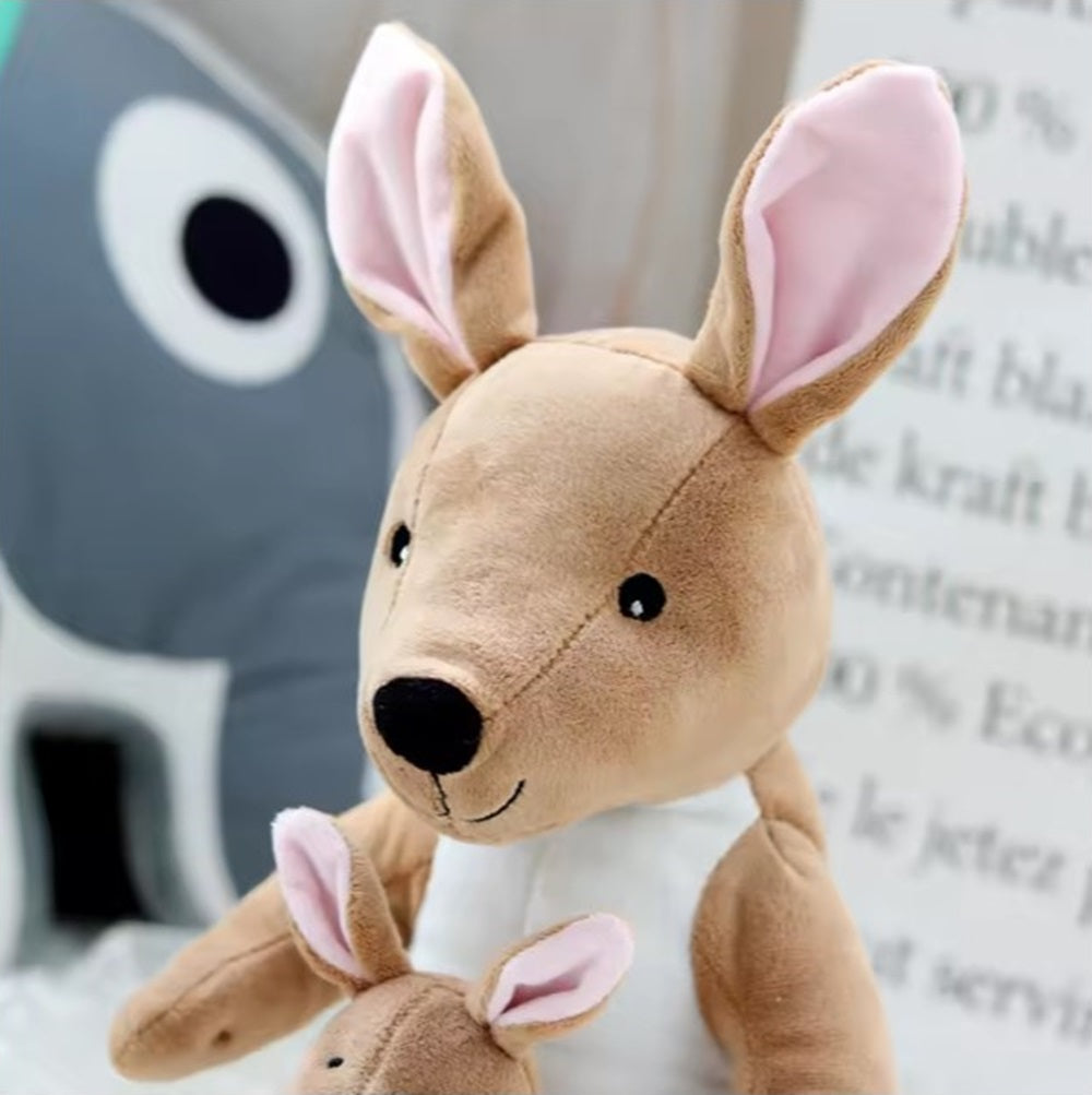 CuddleNest Kangaroo Soft Toy with Baby Joey Pouch – Ultra Soft & Cuddly Plush Animal for Kids, Toddlers, Boys, Girls & Gifting Stuffed Toy | 35 Cm