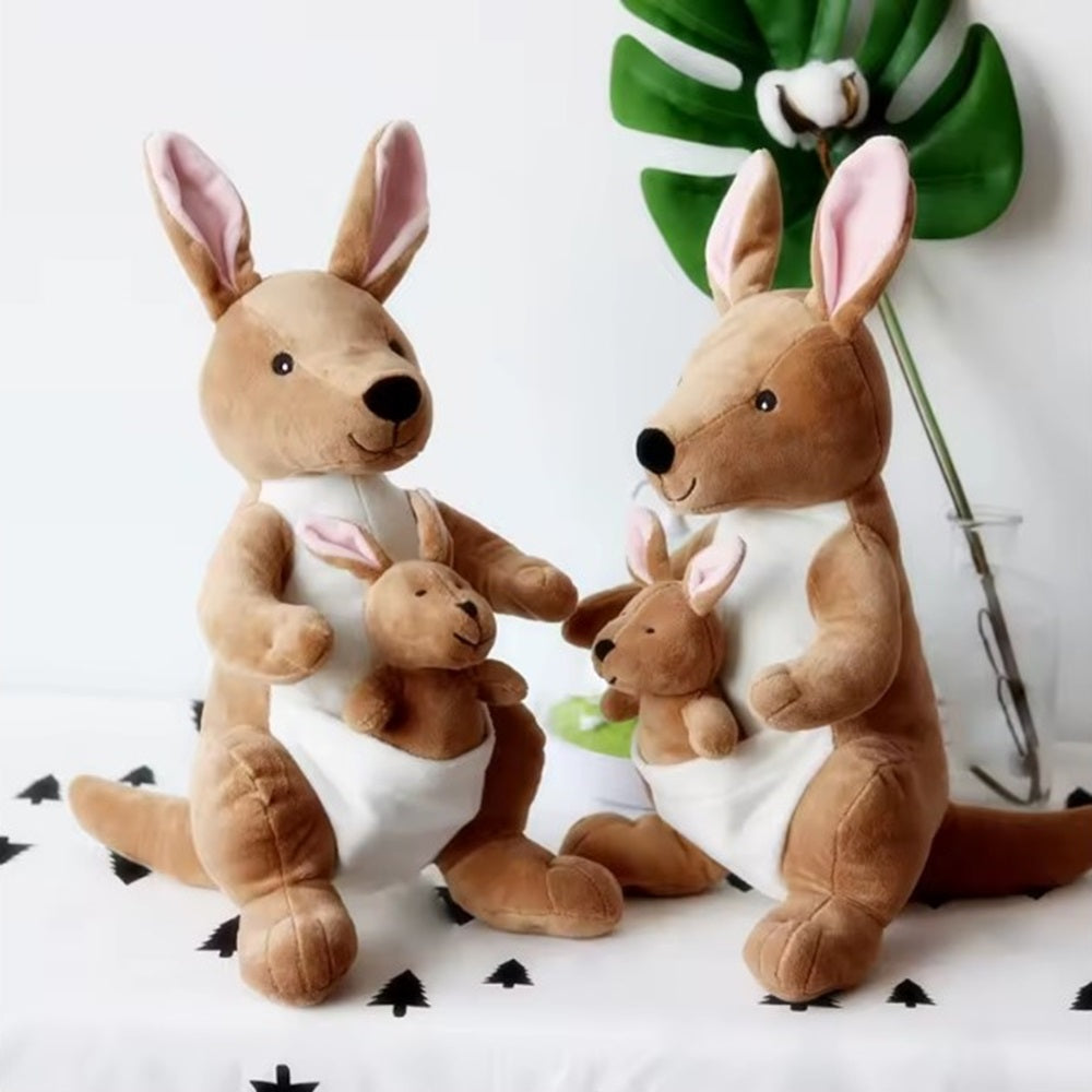 CuddleNest Kangaroo Soft Toy with Baby Joey Pouch – Ultra Soft & Cuddly Plush Animal for Kids, Toddlers, Boys, Girls & Gifting Stuffed Toy | 35 Cm