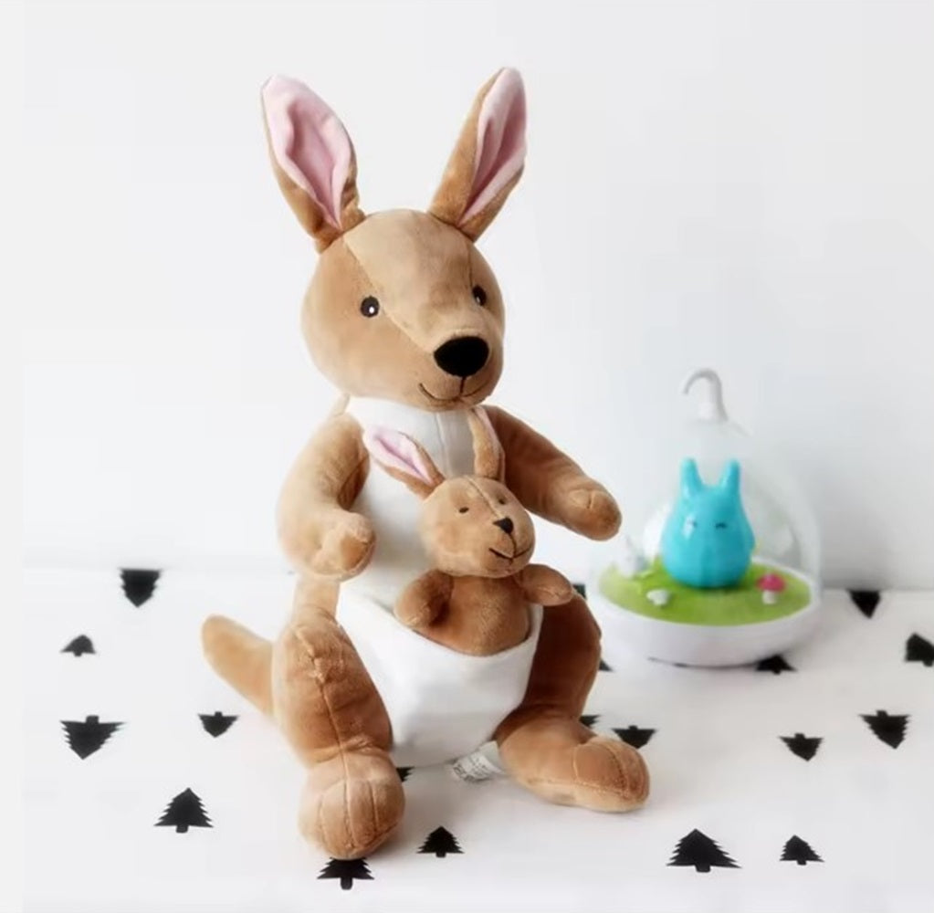 CuddleNest Kangaroo Soft Toy with Baby Joey Pouch – Ultra Soft & Cuddly Plush Animal for Kids, Toddlers, Boys, Girls & Gifting Stuffed Toy | 35 Cm