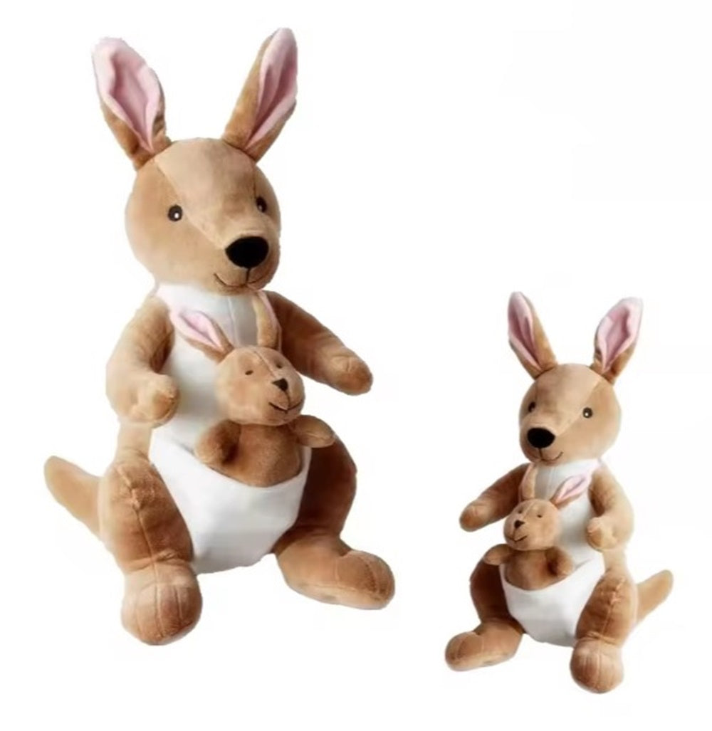 CuddleNest Kangaroo Soft Toy with Baby Joey Pouch – Ultra Soft & Cuddly Plush Animal for Kids, Toddlers, Boys, Girls & Gifting Stuffed Toy | 35 Cm
