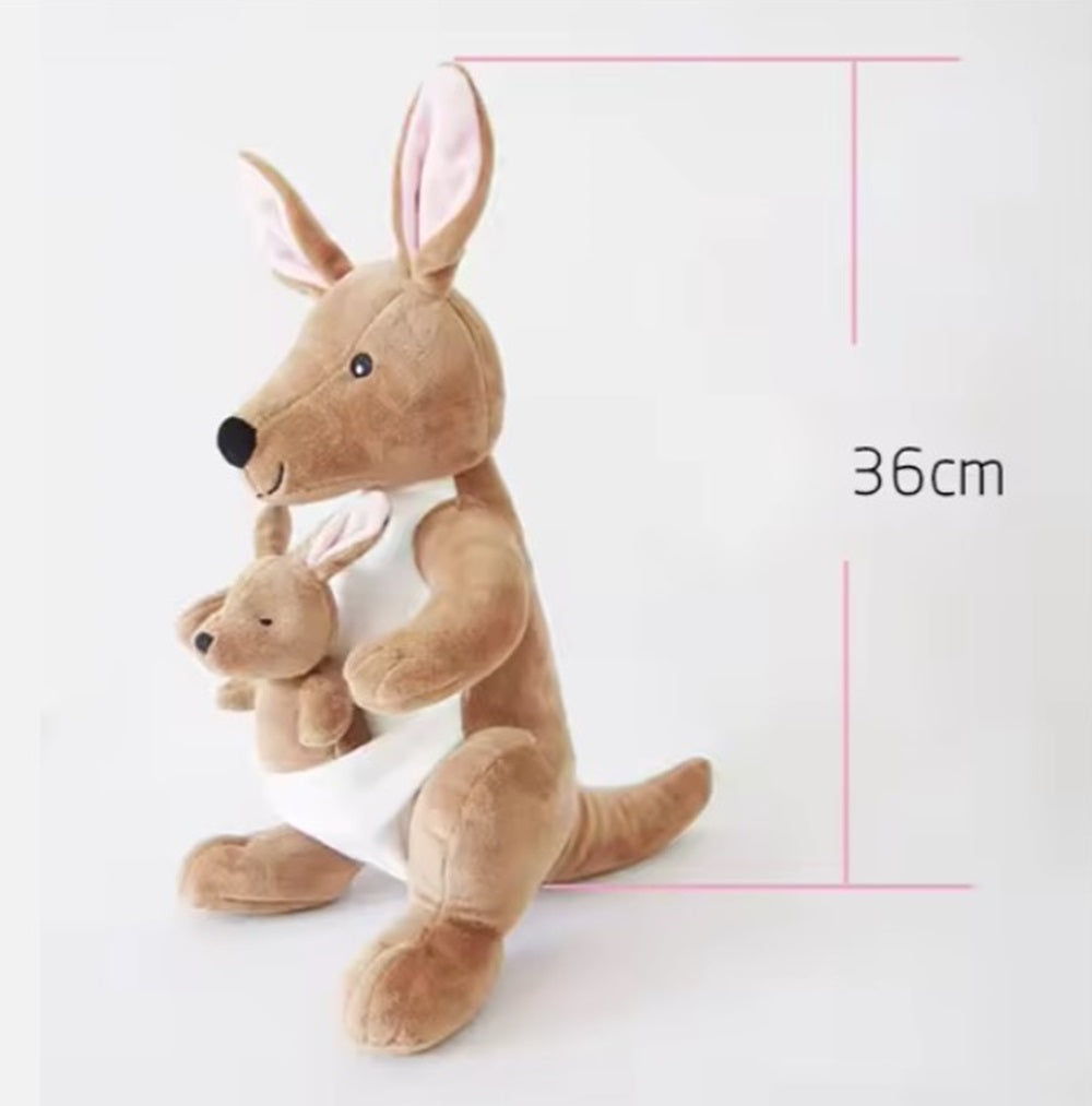 CuddleNest Kangaroo Soft Toy with Baby Joey Pouch – Ultra Soft & Cuddly Plush Animal for Kids, Toddlers, Boys, Girls & Gifting Stuffed Toy | 35 Cm