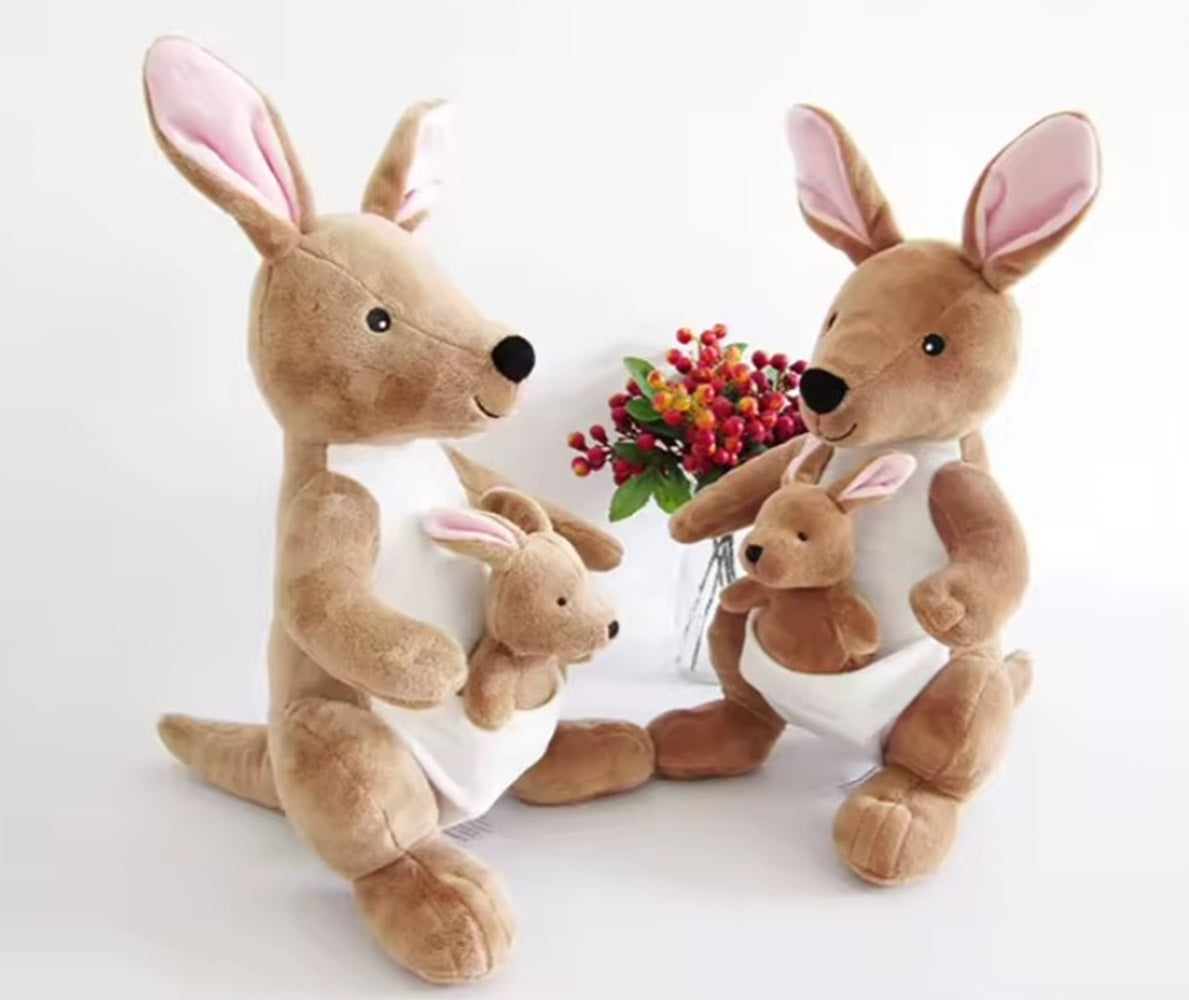 CuddleNest Kangaroo Soft Toy with Baby Joey Pouch – Ultra Soft & Cuddly Plush Animal for Kids, Toddlers, Boys, Girls & Gifting Stuffed Toy | 35 Cm