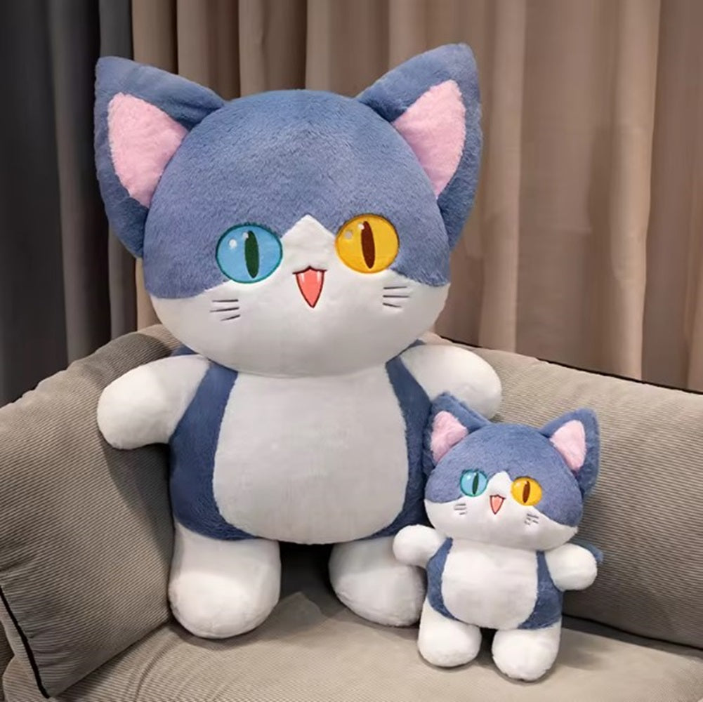 CuddleNest Adorable Cat Plush Toy with Unique Dual-Coloured Eyes – Fluffy Blue & White Soft Toy for Kids, Nursery Décor & Birthday Gifts | 30 Cm