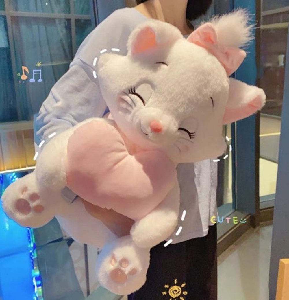CuddleNest Merry Cat Soft Toy – Cute White Kitty Plush with Pink Heart & Bow, Embroidered Paw Details, Stuffed Animal for Kids & Gifting | 35 Cm