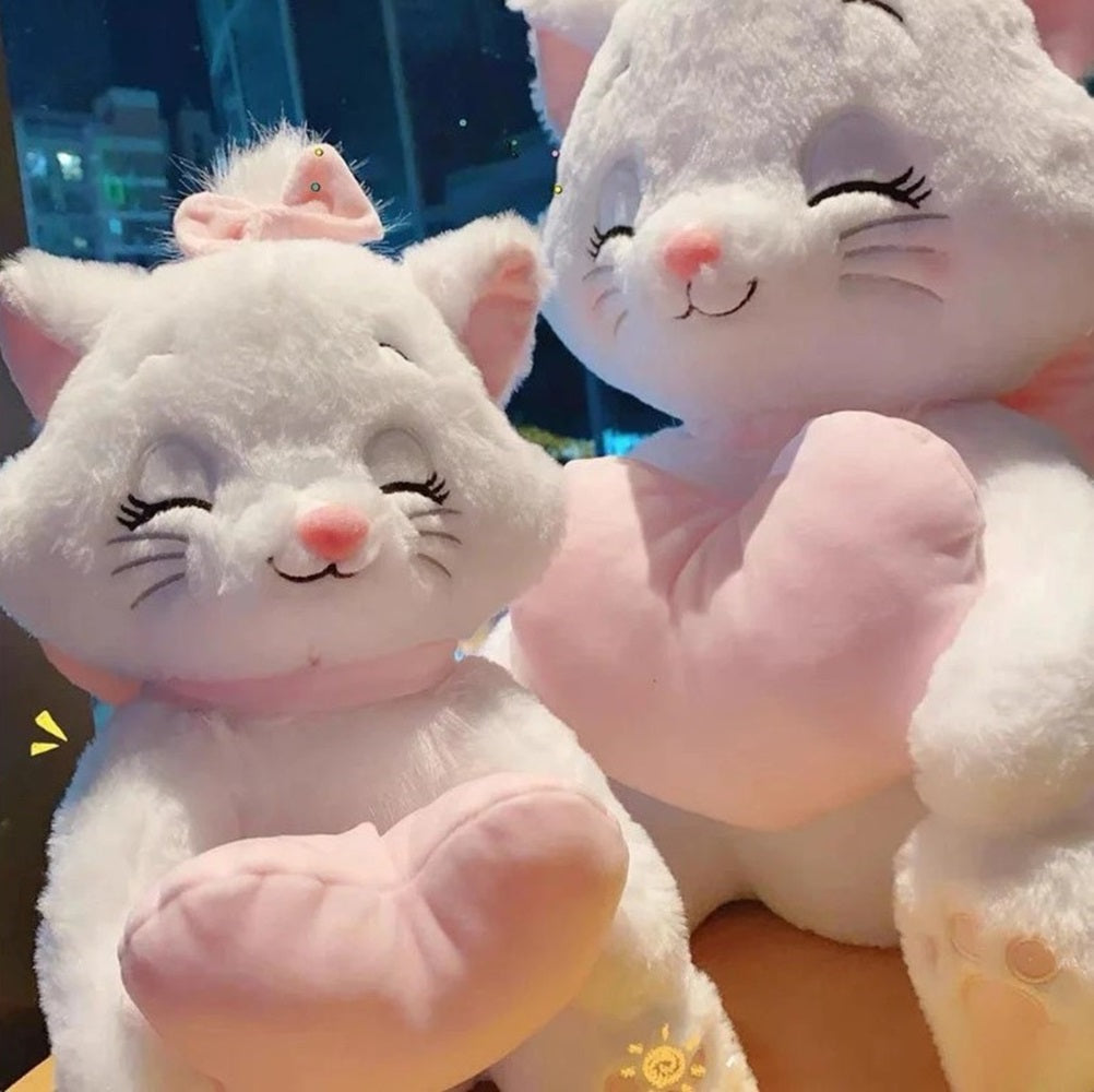 CuddleNest Merry Cat Soft Toy – Cute White Kitty Plush with Pink Heart & Bow, Embroidered Paw Details, Stuffed Animal for Kids & Gifting | 35 Cm