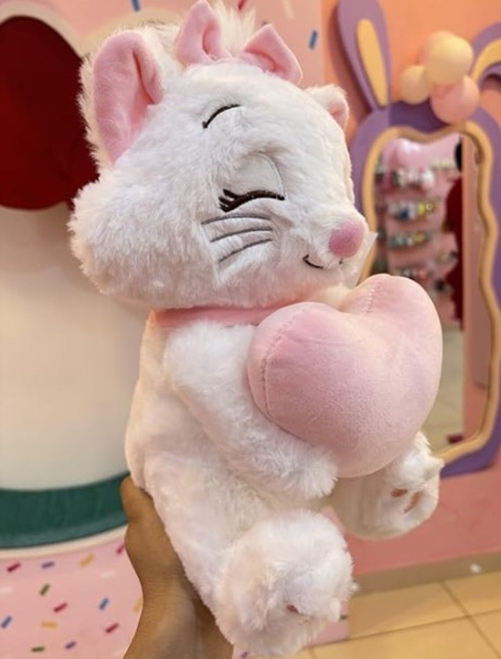 CuddleNest Merry Cat Soft Toy – Cute White Kitty Plush with Pink Heart & Bow, Embroidered Paw Details, Stuffed Animal for Kids & Gifting | 35 Cm