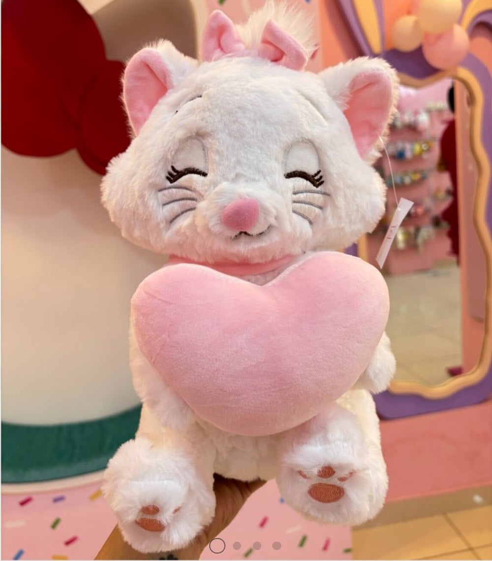 CuddleNest Merry Cat Soft Toy – Cute White Kitty Plush with Pink Heart & Bow, Embroidered Paw Details, Stuffed Animal for Kids & Gifting | 35 Cm