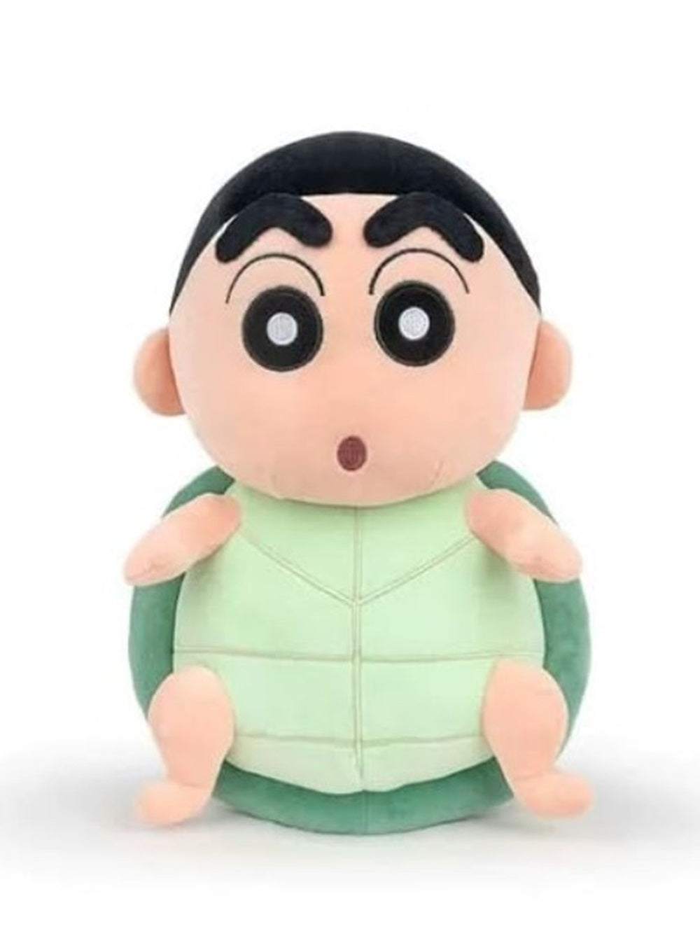 CuddleNest Cute Anime Shinchain Character Plush Toy | Shin chan Inspired Soft Doll with Green Shell Design | 25cm Stuffed Plushie Gift for Kids & Girls