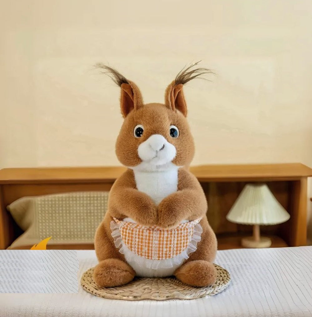 CuddleNest Squirrel Stuffed Animal Soft Toy | Brown Plush Toy with Apron & Tufted Ears | Ultra-Soft, Safe & Adorable Gift for Kids & Loved Ones