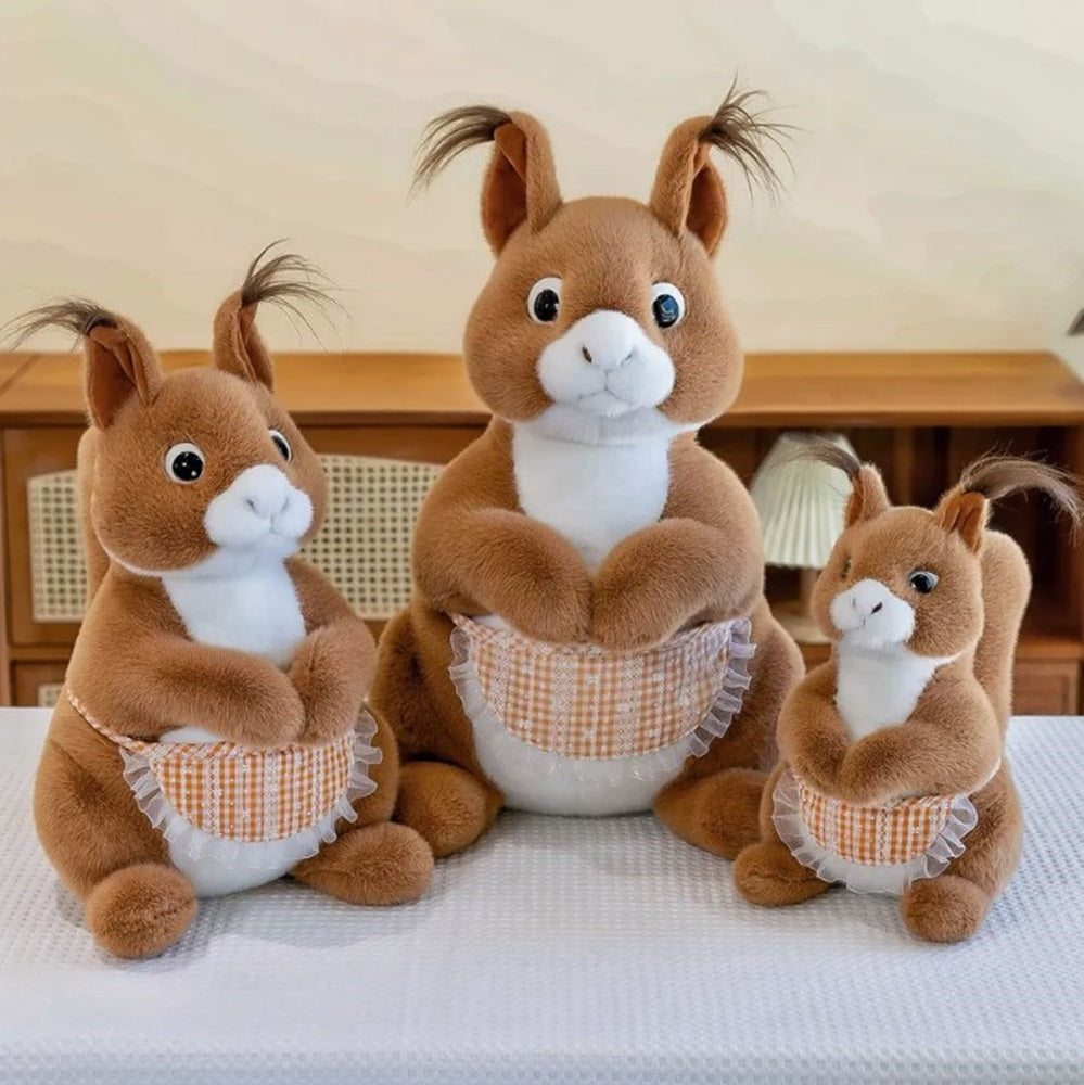 CuddleNest Squirrel Stuffed Animal Soft Toy | Brown Plush Toy with Apron & Tufted Ears | Ultra-Soft, Safe & Adorable Gift for Kids & Loved Ones
