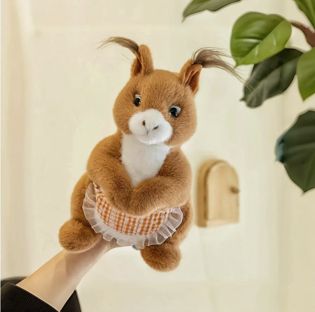 CuddleNest Squirrel Stuffed Animal Soft Toy | Brown Plush Toy with Apron & Tufted Ears | Ultra-Soft, Safe & Adorable Gift for Kids & Loved Ones