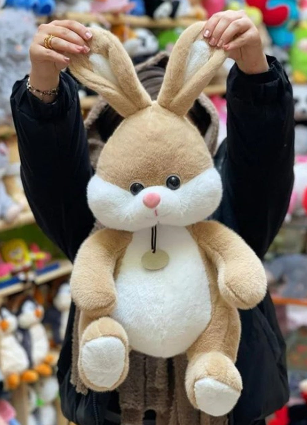 CuddleNest Plush Bunny Soft Toy | 40cm Stuffed Animal | Beige & White Cuddly Rabbit Teddy for Kids, Baby Girls & Gifting