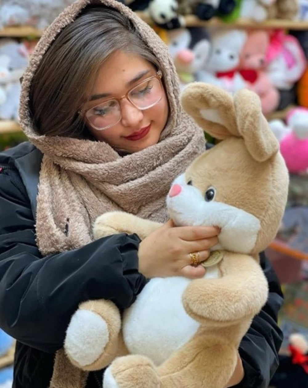 CuddleNest Plush Bunny Soft Toy | 40cm Stuffed Animal | Beige & White Cuddly Rabbit Teddy for Kids, Baby Girls & Gifting