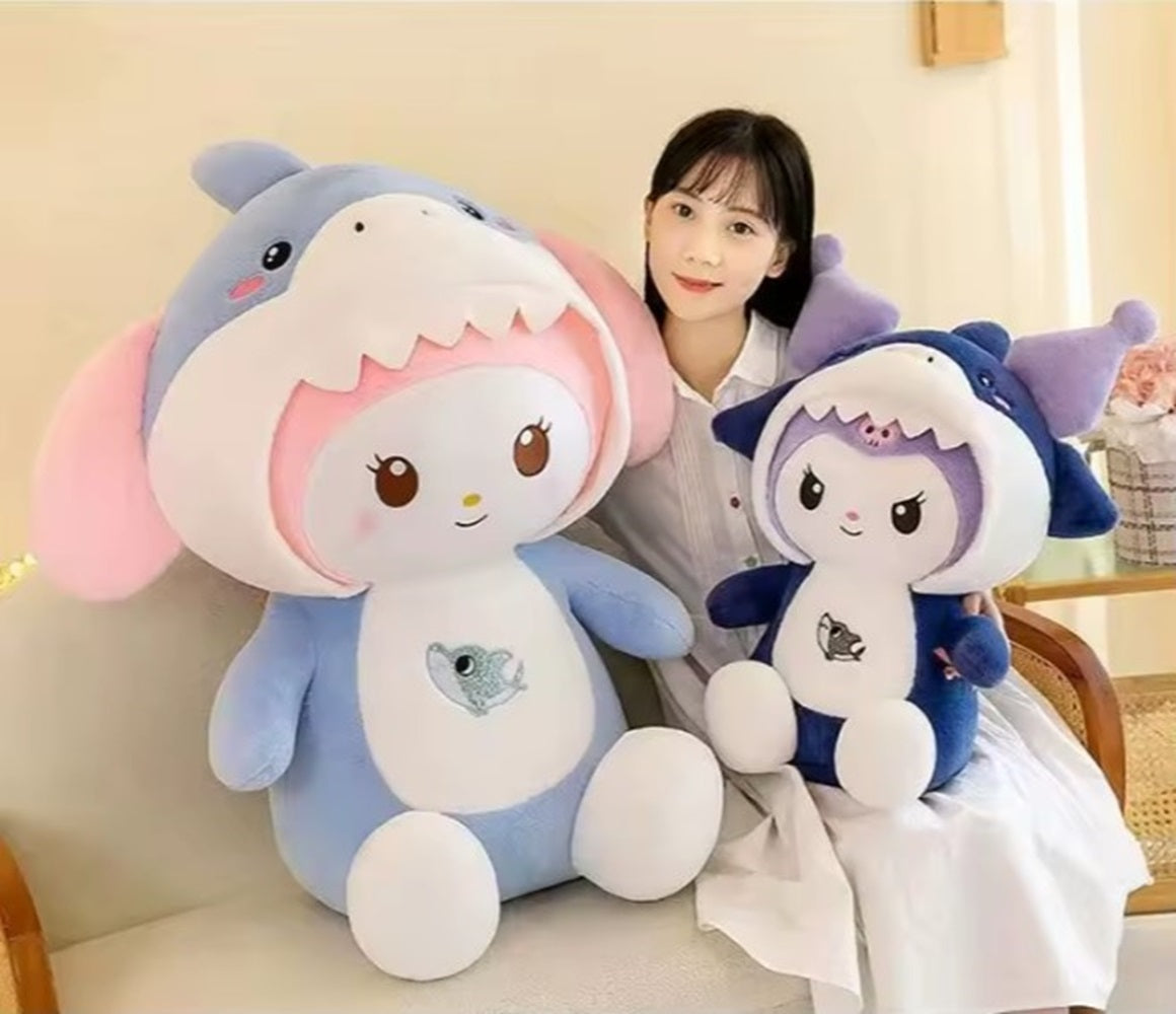Kawaii Shark Bunny Plush Toy – Huggable Stuffed Animal Doll for Cuddles, Home Décor Ultra Soft Bunny Plushie for Kids, Baby Girls, Toddlers & Collectors (40 cm) (Purple)