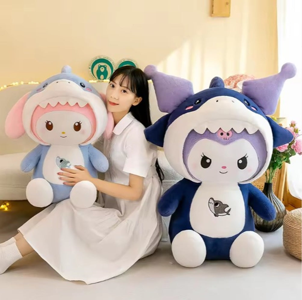 Kawaii Shark Bunny Plush Toy – Huggable Stuffed Animal Doll for Cuddles, Home Décor Ultra Soft Bunny Plushie for Kids, Baby Girls, Toddlers & Collectors (40 cm) (Pink)