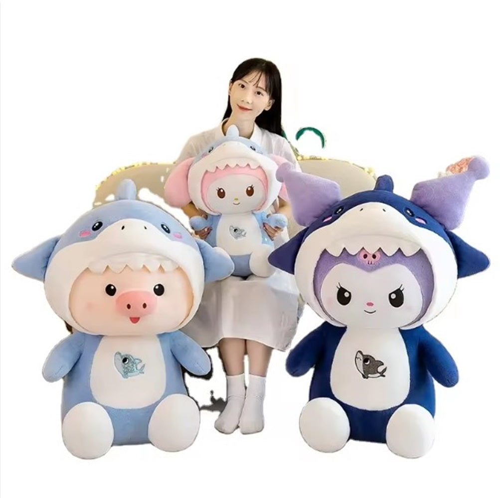 Kawaii Shark Bunny Plush Toy – Huggable Stuffed Animal Doll for Cuddles, Home Décor Ultra Soft Bunny Plushie for Kids, Baby Girls, Toddlers & Collectors (40 cm) (Pink)