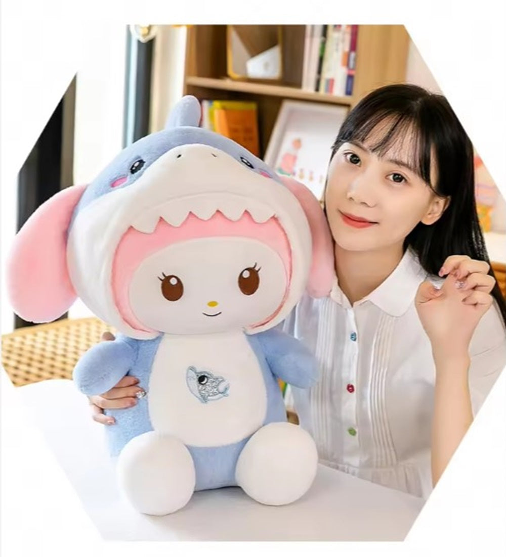 Kawaii Shark Bunny Plush Toy – Huggable Stuffed Animal Doll for Cuddles, Home Décor Ultra Soft Bunny Plushie for Kids, Baby Girls, Toddlers & Collectors (40 cm) (Purple)