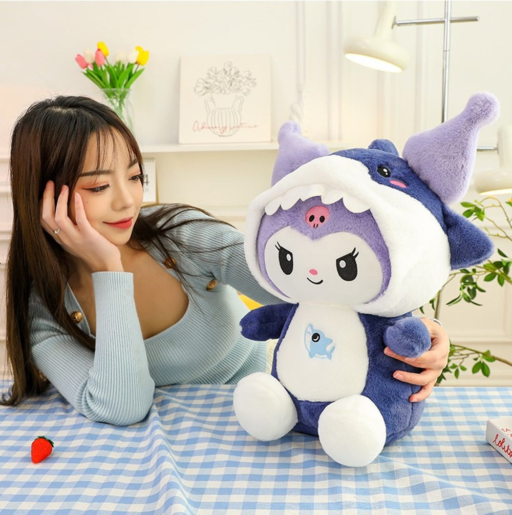 Kawaii Shark Bunny Plush Toy – Huggable Stuffed Animal Doll for Cuddles, Home Décor Ultra Soft Bunny Plushie for Kids, Baby Girls, Toddlers & Collectors (40 cm) (Pink)