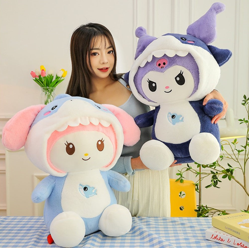 Kawaii Shark Bunny Plush Toy – Huggable Stuffed Animal Doll for Cuddles, Home Décor Ultra Soft Bunny Plushie for Kids, Baby Girls, Toddlers & Collectors (40 cm) (Purple)